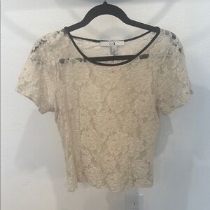 Forever 21 Cream Lace Crop Blouse